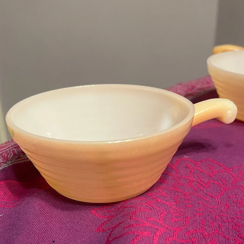 Fire King Anchor Hocking Vintage 50’s Peach Luster Beehive Bowls x 4 NEW!